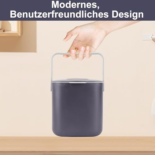 Biomülleimer Küche, 4L Biomülleimer Küche für alltäglichen Biomüll, Bio Mülleimer mit Deckel, Geruchsdicht, Herausnehmbarer Inneneinsatz, leicht zu Reinigen (Hellviolett)