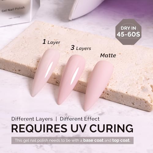 Image of MelodySusie 15ML Milky Pink Gel Nail Polish,Macaron Color Nails Soak Off UV LED Creamy Nude Pink Gel Polish Gift for Women Nail Art Manicure Salon DIY Nail Design Decoration at Home-A2402