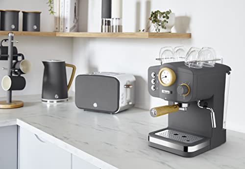 Swan Nordic Espresso Maker Machine, 15 Bars Of Pressure, Milk Frother, 1.2L Tank, Scandi Style Matte Finish Slate Grey (Sk22111Gryn) #TOP3