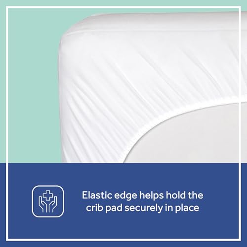 Image of Sealy Baby Allergy Protect Antimicrobial Crib Mattress Protector Pad, Fitted Toddler Bed Cover, Protective Sheet for Boys & Girls Bedding, Waterproof, Machine Washable /Dryer Friendly, 52x28 - White