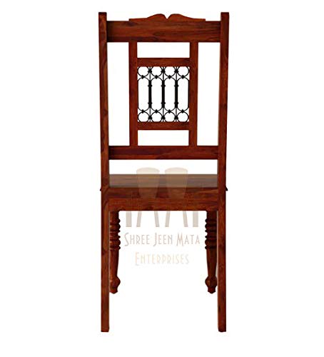 Image of Solid Sheesham Wood Set of Two Dining Chairs for Dining Room | Study Room | Office | Guest Room | Finish Color - Honey Teak Finish |