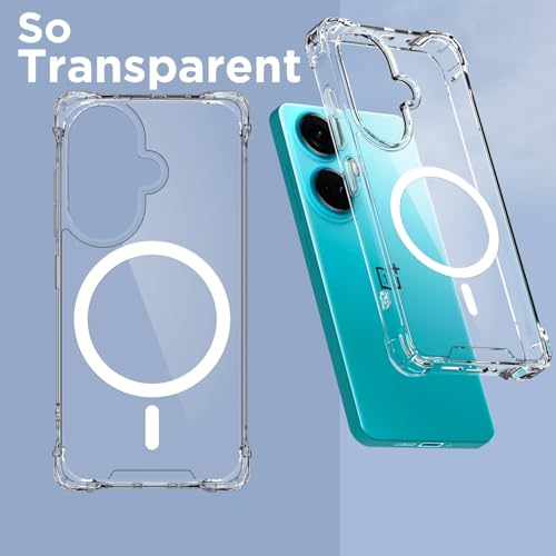Image of Pikkme Back Cover for OnePlus Nord Ce 3 5G Mag-Safe Shockproof PC + TPU Protective Case Magnetic Support Bumper Case (Transparent Mag-Safe)