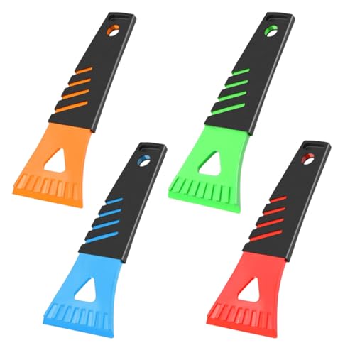 4PCS Snow and Ice Scraper for Car Windshield - Ice Snow Frost Removal Tool with Non-Slip Handle - Plastic Snow Scraper Auto Window Shovel Tool - Winter Windshield Defroster Tool No Scratch for Cars