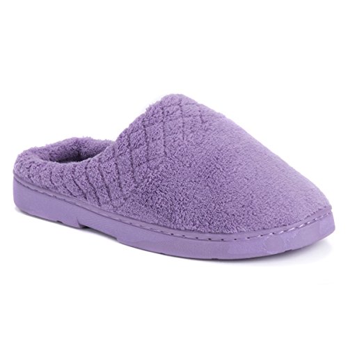 MUK LUKS Women's Micro Chenille Trimmed Clog Slippers-Blue
