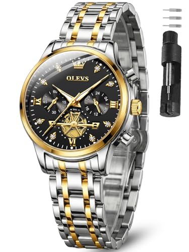 Image of OLEVS Watch Women Silver Watches for Women Luxury for Small Wrists Dress Stainless Steel Women's Wrist Watches Easy to Read Reloj para Mujer Black /Blue /Gold /Green /Pink /Purple