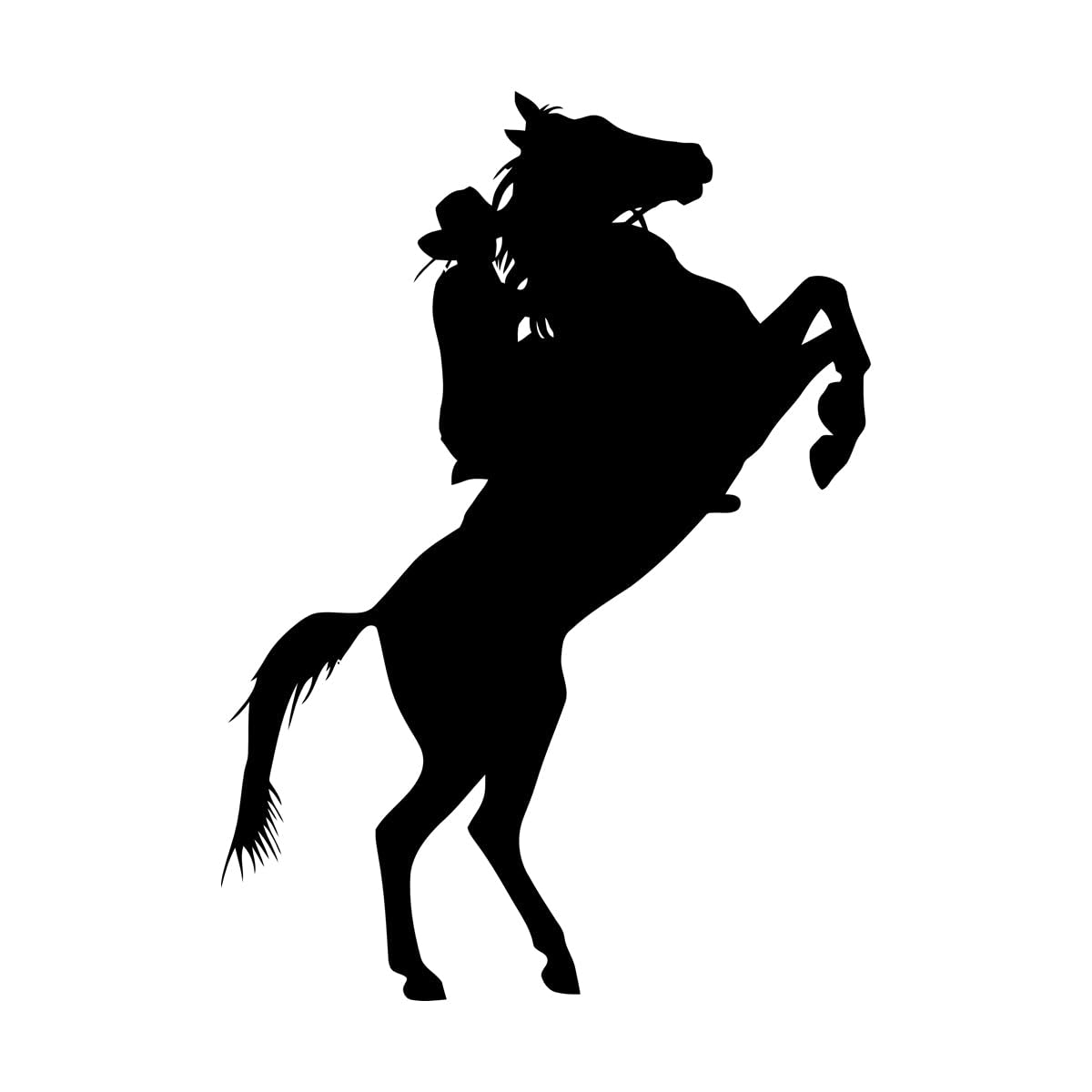 Engraving Stickers Western Movie Cowboy On Horse 54x74.4cm Waterproof Large Black