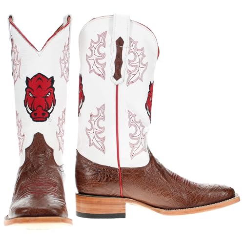 Vaccari Men's Brooks Genuine Smooth Ostrich Leather NCAA Athletics Embroidery Western Cowboy Boots2