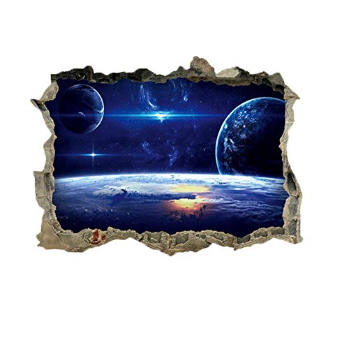 Adesivi da parete 3D con universo e luna, pianeta, rimovibili, per cameretta dei bambini, cameretta dei bambini, salotto e corridoio, ragazzi e ragazze