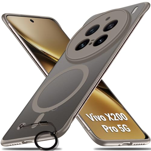 Image of TheGiftKart Hybrid Ultimate Slim Back Case Cover for Vivo X200 Pro 5G Compatible with MagSafe | Frosted Matte Translucent Hard Back Case Cover for Vivo X200 Pro 5G (PC & TPU, Grey Sides)