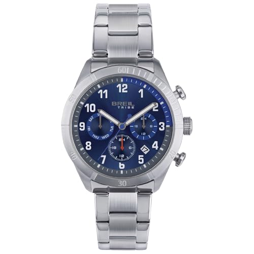 Imagen de BREIL Reloj Men's Mate Esfera Azul Movimiento Multi-FUNCIÓN Cuarzo y Pulsera DE Acero Plateado EW0593