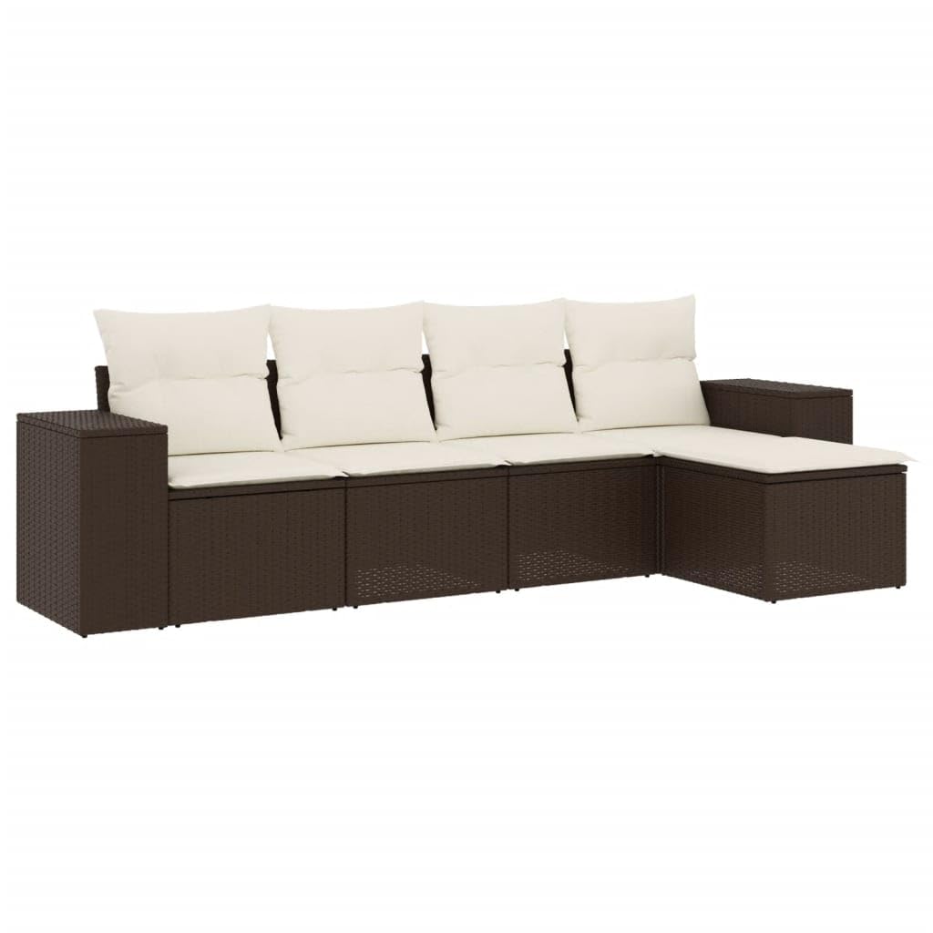 vidaXL Set Divano da Giardino 5 pz con Cuscini Marrone in Polyrattan