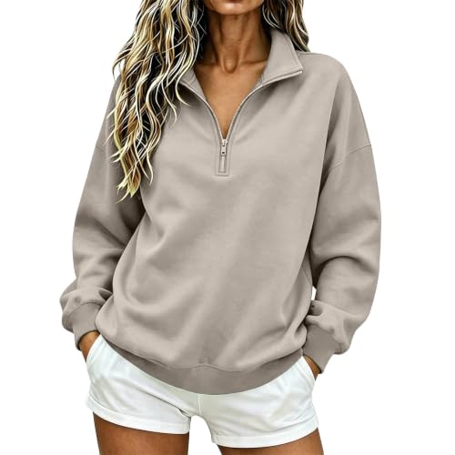 FPMLUXLL Women's Quarter Zip Sweatshirts Long Sleeve Pullover Sweatshirt - image 1