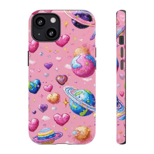 Coque iPhone 13 brillante rigide anti-rayures planètes