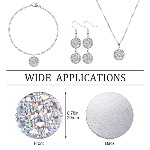 Oiiki 100Pcs Clear Rhinestones Decorations For Jewelry Making, 20Mm Flat Back Carbochon Crystal Button, Ab Resin Diamante Ornaments, Sparkle Round Faux Gems For Diy Jewelry Crafts, Wedding Accessories #TOP1