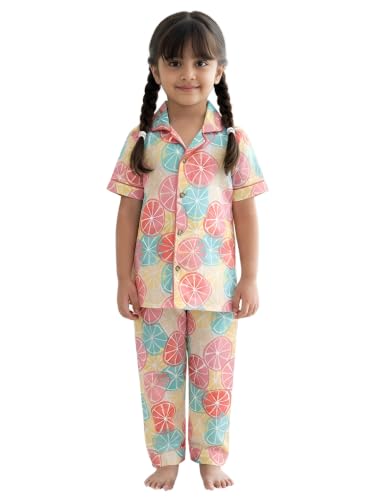 Image of POLKA TOTS 100% Pure Cotton Half Sleeve Night Suit for Kids, Girls & Boys | Cotton Pyjama Set | Unisex Night Dress for Children | Night Suit for Girls |Sleepwear for Kids | Winter Night Dress for Boys
