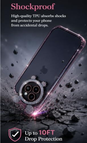 Image of mobistyle Designed for iPhone 14 pro Back Cover Luxury Rhinestone Camera Protection Shockproof Phone Case for Women with 360 Camera Guard, Protective Case for iPhone 14Pro(TPU | Purple)