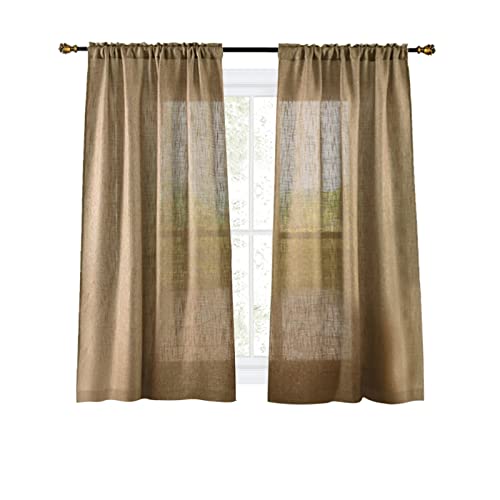 Valea Home Soft Burlap Look Natural Tan Rod Pocket Window Curtain Panels for Living Room 37 inches x 54 inches 1 Panel