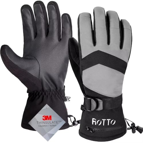 ROTTO Flying Tern Skihandschuhe Wasserdicht Herren Damen Winterhandschuhe Warme Schneehandschuhe Touchscreen Handschuhe 3M Thinsulate für Skifahren Snowboarding Skating Wintersport