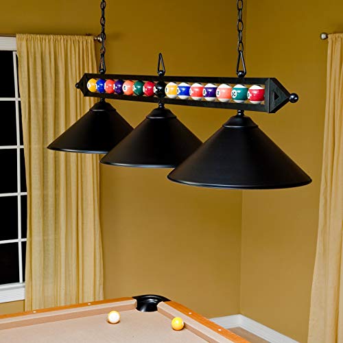 Elk 190-1-Bk-M Designer Classics 3-Light Billiard Light, 14-Inch, Matte Black With Metal Shades
