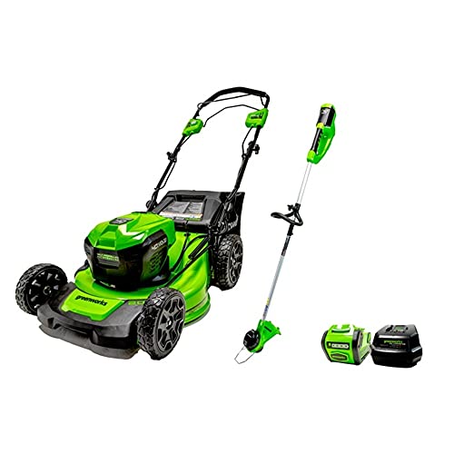 Greenworks 40V 20-Inch Self-Propelled Lawn Mower + 12-Inch String Trimmer, 5.0 AH Battery and Charger Included by Greenworks - Used condition - CA$568.79