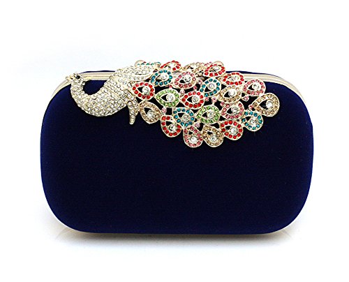 Petit sac de soirée paon avec strass et diamants pour mariée et cérémonies