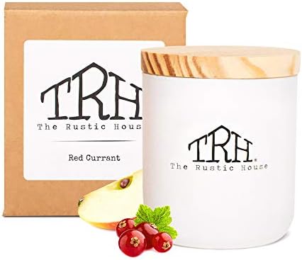 The Rustic House Candles Soy Wax Candle Home Decor | Non Toxic Candles Long Burning Candles | Hand Poured Soy Candle Aesthetic Candles in Glass Container with Wood Lid,Red Currant
