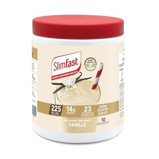 SlimFast Milchshake Pulver Vanille I Kalorienreduzierter Diät-Shake mit hohem Eiweißanteil I Diät-Pulver für eine gewichtskontrollierende Ernährung I Nur 225 Kalorien pro Protein-Shake I 365 g