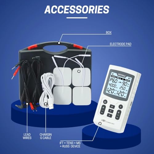 Image of Combi 4 in 1 TENS EMS IFT RUSSIAN Current Machine - Professional Pain Relief for Physiotherapy - Imported Physiotherapy Machine for Home & Clinic Use