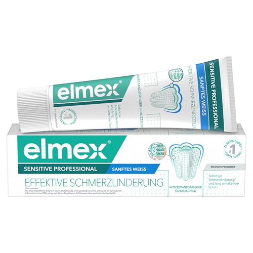 elmex SENSITIVE PROFESSIONAL SANFTES WEISS Zahnpasta 75ml medizinische Zahnpasta für sofortige* anhaltende Schmerzlinderung entfernt Verfärbungen sanft und effektiv