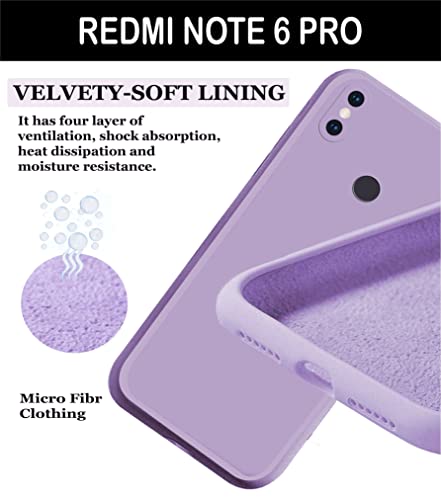 Image of A rtistque Liquid TPU Silicone Matte Shockproof Flexible with Camera Protection Soft Back Cover Case for Redmi Note 6 Pro - Purple