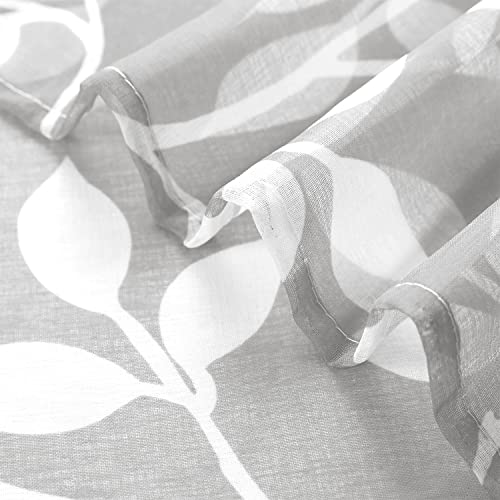 Image of XTMYI Small Door Curtains, Patterned Printed Sidelight Sheer French Door Curtains Set of 2, Light Gray and White, 36 Inch Length