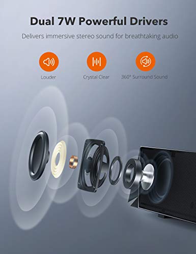 TaoTronics Gaming Computer Speaker, Dual Powerful 7W Drivers PC Soundbar, Colorful RGB Light, Wireless Bluetooth 5.0 or 3.5mm Aux-in Connection, Stereo Audio Computer Sound Bar for Desktop