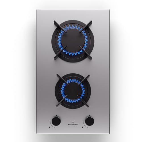 Klarstein Cocina Gas Butano 2 Quemadores 4200W, Fogones Gas Butano Portátil Camping para Gas, Placa de Gas Acero Inoxidable, Encimera para Cocinar en Exterior