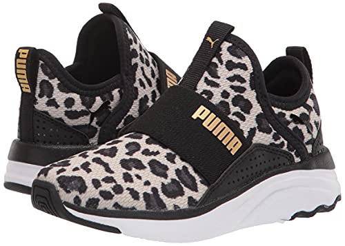 PUMA Softride Sophia Slip On Running Shoe, Black Team Gold, 4.5 US Unisex Big Kid