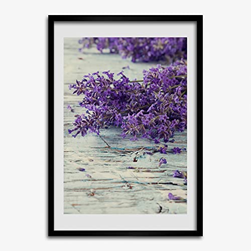 Cadre photo 50x70 cm affiche tableau décoratif peinture lavande sur bois Tulup MDF