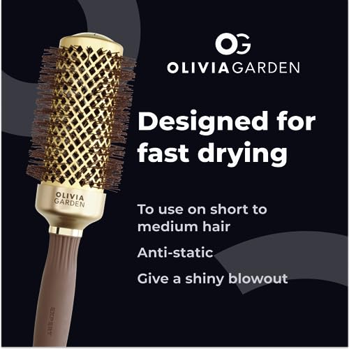 Olivia Garden Expert Blowout Shine - Gold & Brown - 45 - Ceramic Coated Round Brush for Smooth Blowout Frizz-Free Hair & Radiant Shine - Image 4