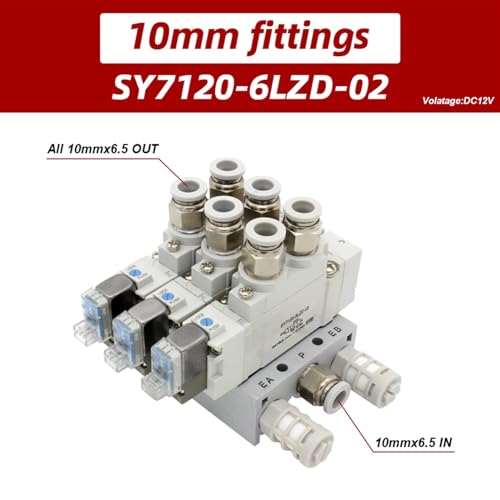 Combinaison d'électrovanne SY7120 à commande électronique pour cylindre unique 4 stations 10mm - 3