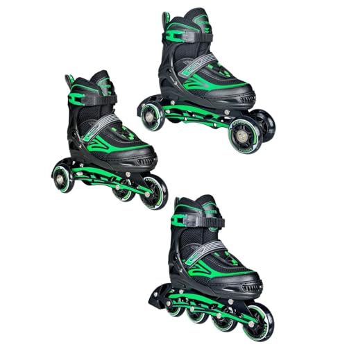 Sportaj Paten Premium TAJ-J1 Pro Paten Beyaz Led Işıklı Silikon Teker 3 in 1 Inline Çocuk Yetişkin Paten (Yeşil, 35-38)