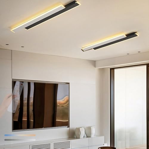 Plafonnier LED moderne dimmable 100cm : luminaire de plafond longue pour chambre et salon