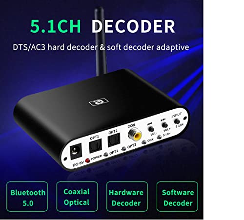 Image of Tobo 5.1 HD Audio Rush Digital Sound Decoder Converter Bluetooth 5.0 DAC Receiver Wireless Audio Adapter Optical Coaxial (DA615B) - TD-555H
