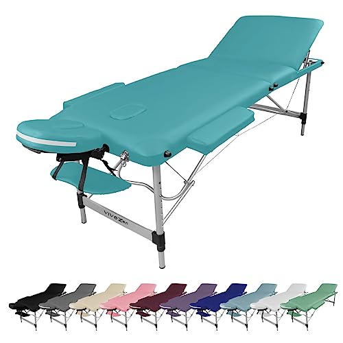 Vivezen - Table de Massage Pliante 3 Zones en Aluminium + Accessoires et Housse de Transport - Plusieurs Coloris