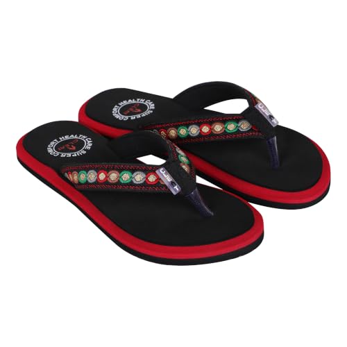 Image of Dashny Women's Comfortable Flip Flops | Soft Cushioned Footbed | Lightweight Anti-Skid Sole | Embroidered Toe Post Slippers | Comfortable Indoor & Outdoor Footwear