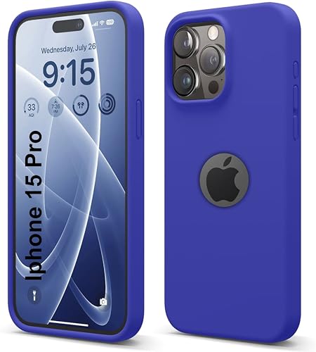 Image of SBMS Liquid Silicone Case for iPhone 15 Pro 6.1-Inch, Logo Cut Silky-Soft Touch Full-Body Protective Phone Case, Shockproof Back Cover for iPhone 15 Pro (Lite Blue)