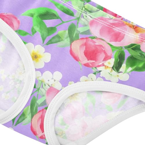 Girls Underwear Toddler 2t Cotton Girl Panties Cute Colorful Kids Briefs Undies Watercolor Pink Peonies Purple4
