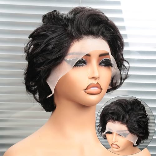 Peluca de cabello humano 13x4 con encaje frontal transparente y ondas naturales 4