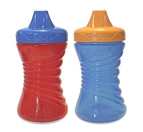 Gerber Graduates Fun Grips Hard Spout 10 Ounce Cup, 2 Pack, Red/Blue