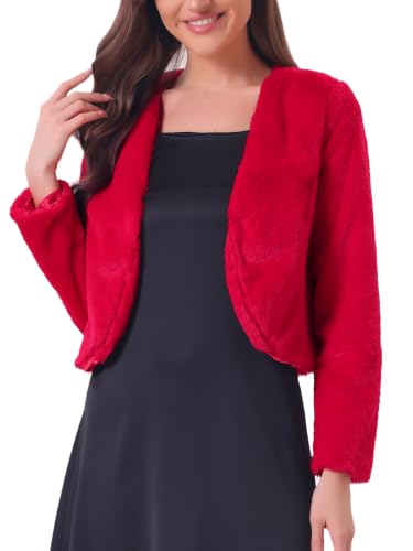 Manteau boléro en fausse fourrure Allegra K avec coupe haut de gamme