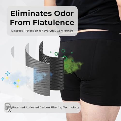 tootles Men's Flatulence-Filtering Boxer Briefs 3.0 – Odor-Blocking, Gas-Absorbing Underwear with Replaceable Carbon Filter3