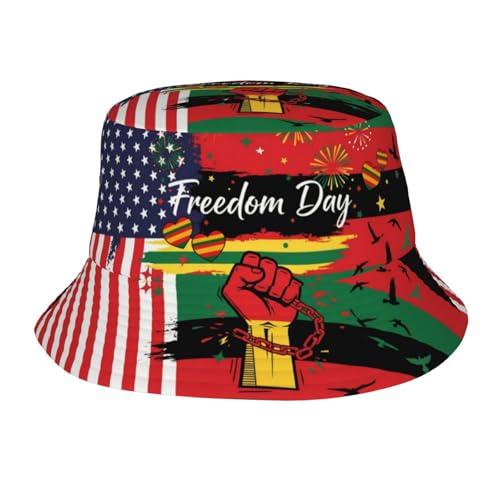 Juneteenth African Bucket Hat Outdoor Travel Beach Sun Hats Casual Fisherman Cap for Women Men