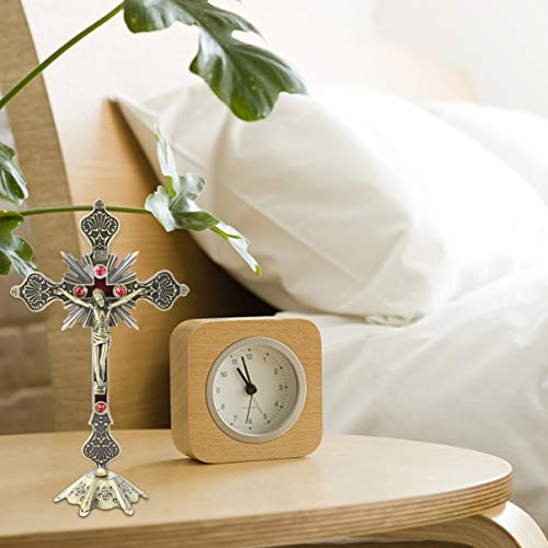 CLISPEED Jesus Cruz Estatueta Ornamento Artístico Cristo Cruz Tom Em Pé Estátua Crucifixo Decoração